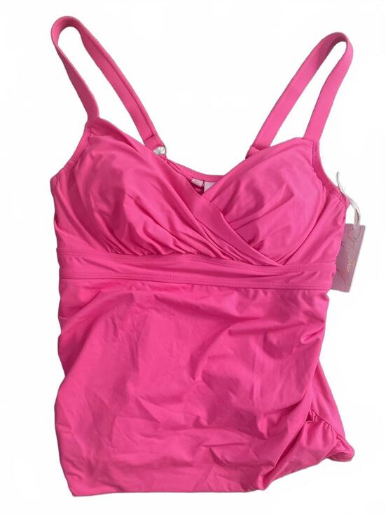 Anne Cole Other - Anne Cole Hot Pink Gold Tankini Swim Top Women’s Size 16W NWT Beach Ruched Flowy